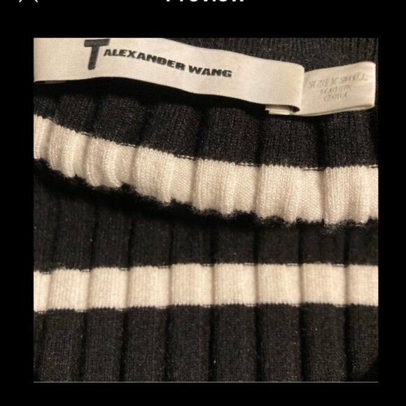 T Alexander Wang Black White Striped Fitted Rib Pullover Wool Silk Size XS EUC - Picture 13 of 13